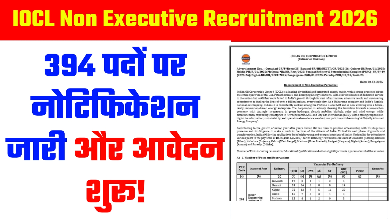 IOCL Non Executive Recruitment 2026