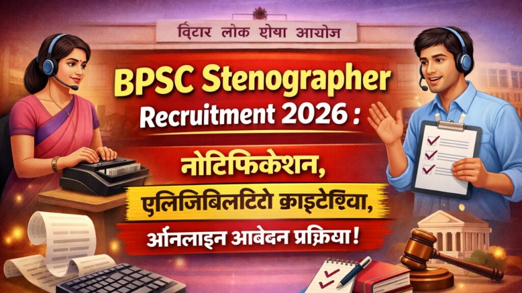 BPSC Stenographer Recruitment 2026 : नोटिफिकेशन, एलिजिबिलिटी क्राइटेरिया, ऑनलाइन आवेदन प्रक्रिया!