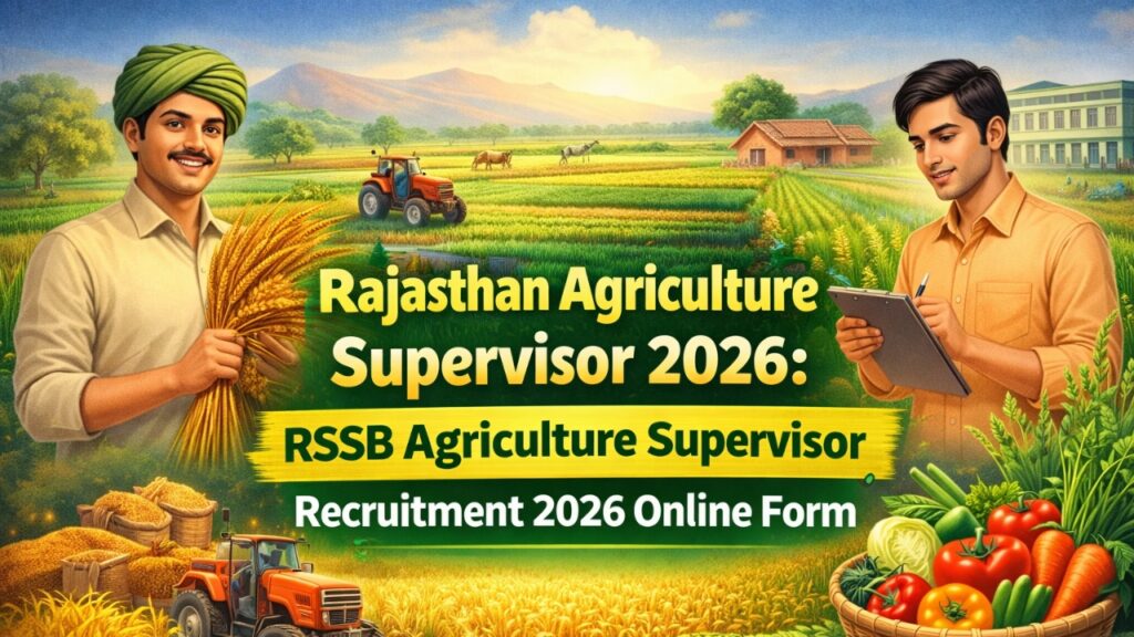 Rajasthan Agriculture Supervisor 2026: RSSB Agriculture Supervisor Recruitment 2026 Online Form