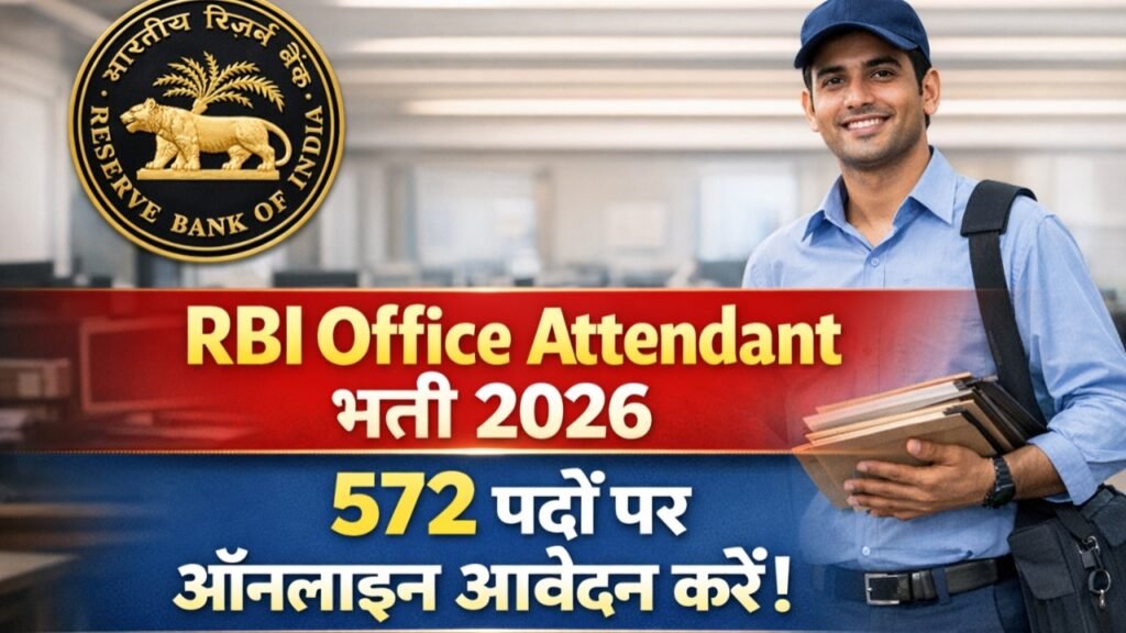 RBI Office Attendant Recruitment 2026 :572 पदों पर ऑनलाइन आवेदन करें!