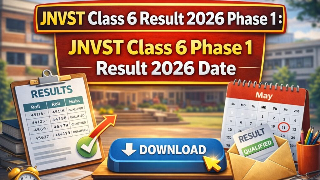 JNVST Class 6 Result 2026 Phase 1 : JNVST Class 6 Phase 1 Result 2026 Date