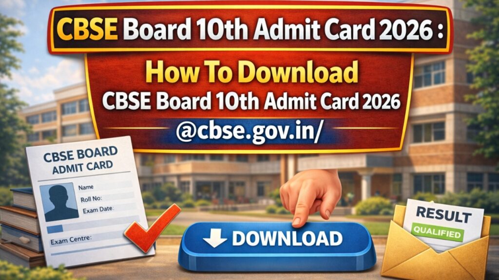 CBSE Board 10th Admit Card 2026 : How To Download CBSE Board 10th Admit Card 2026 @cbse.gov.in/
